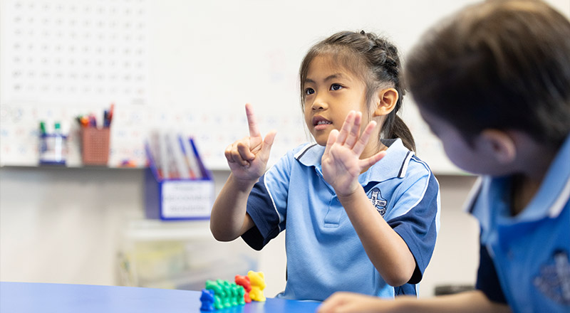 St John Vianney's Student counting numbers