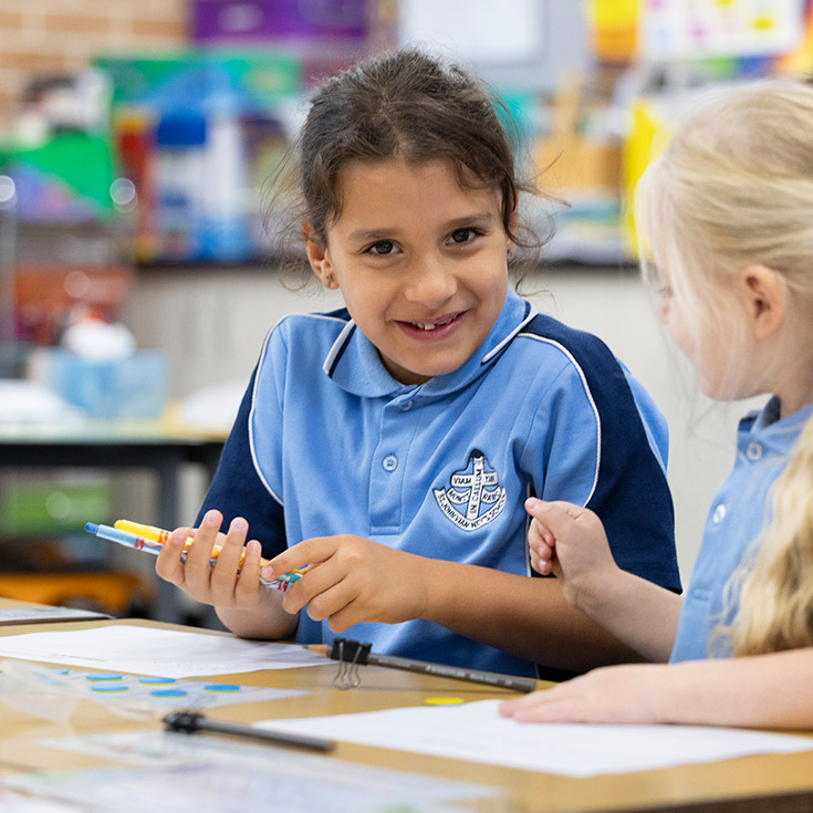 Student supported in class at St John Vianney's Primary Doonside